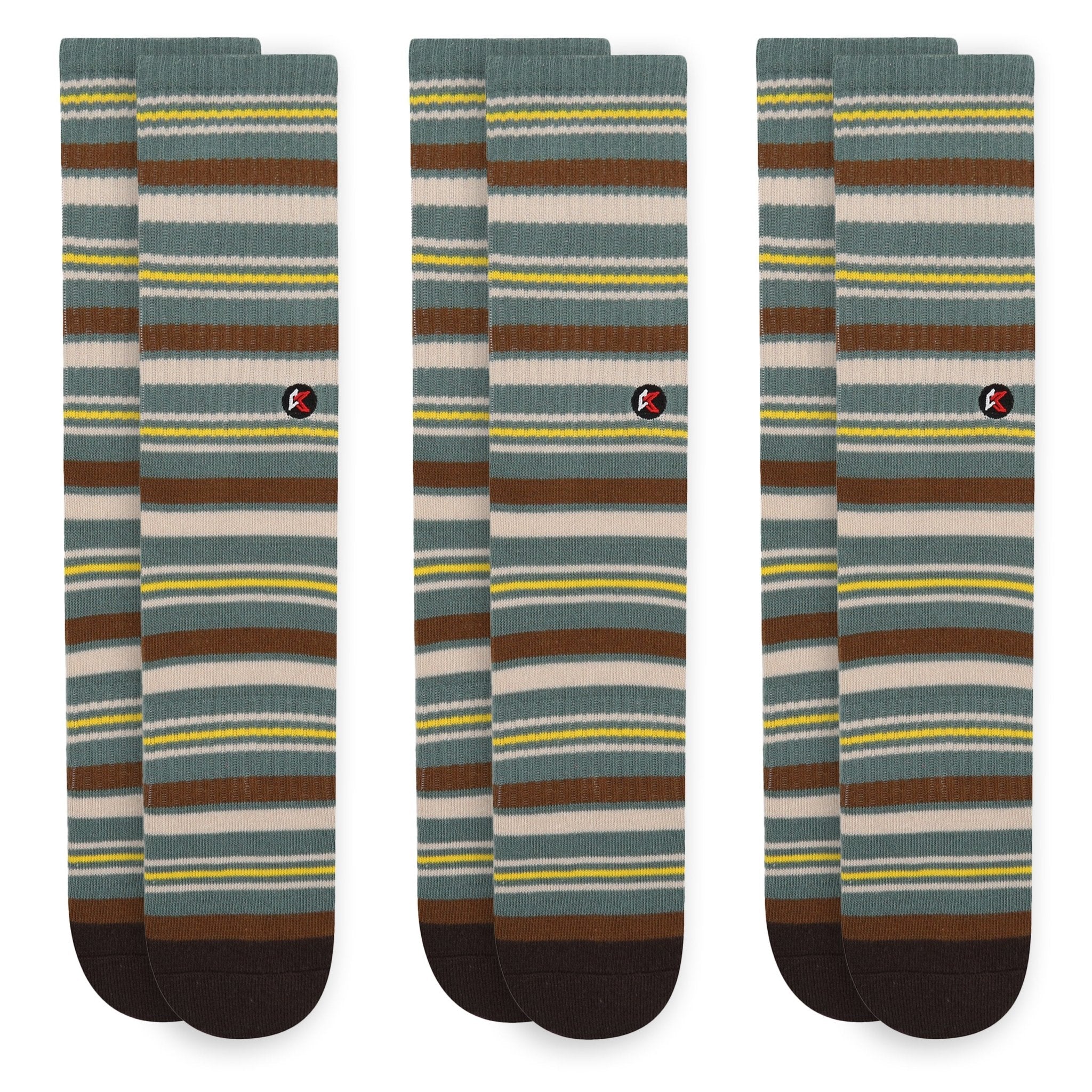 3 Pack Green Stripe Crew Sock - Kecks