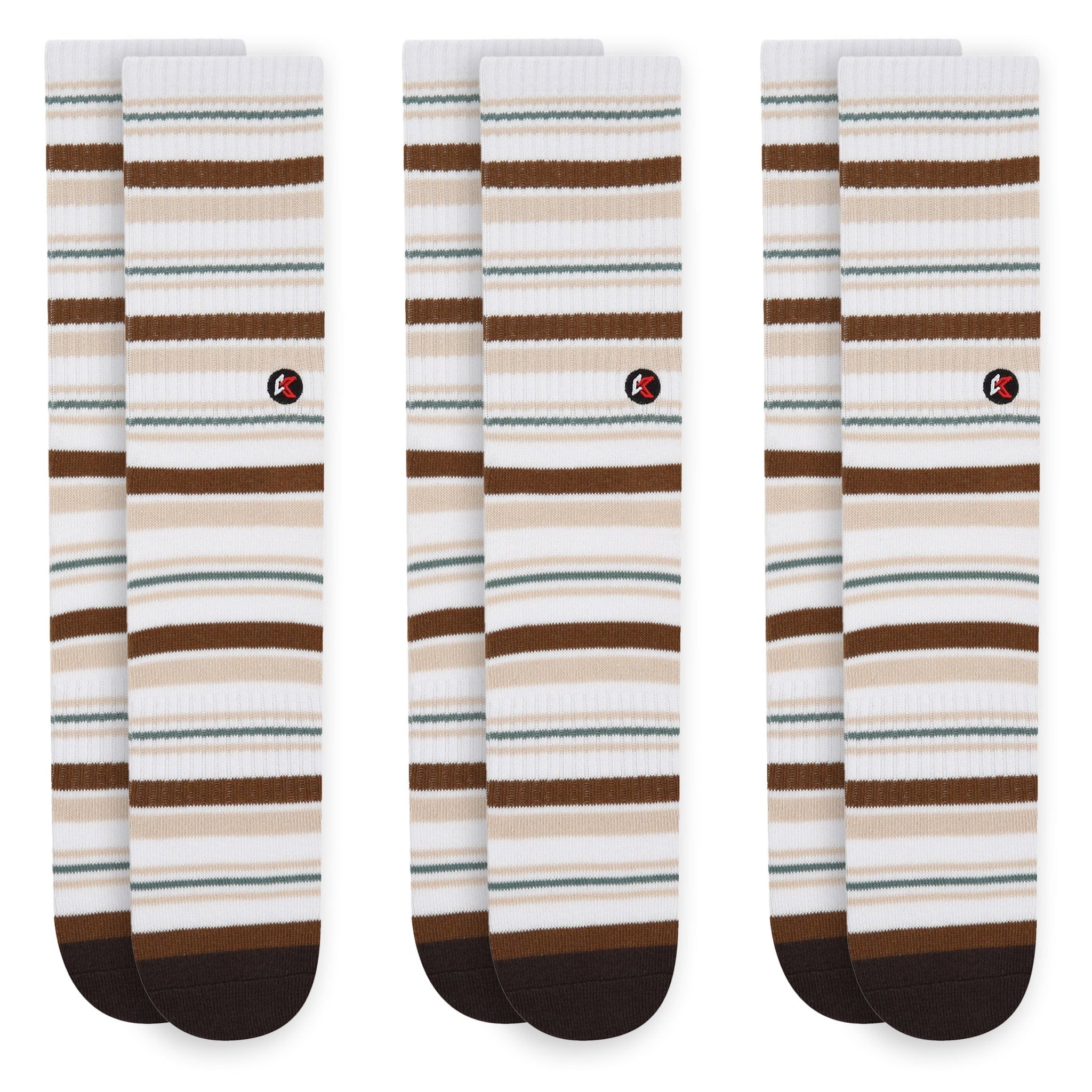 3 Pack White Stripe Crew Sock - Kecks