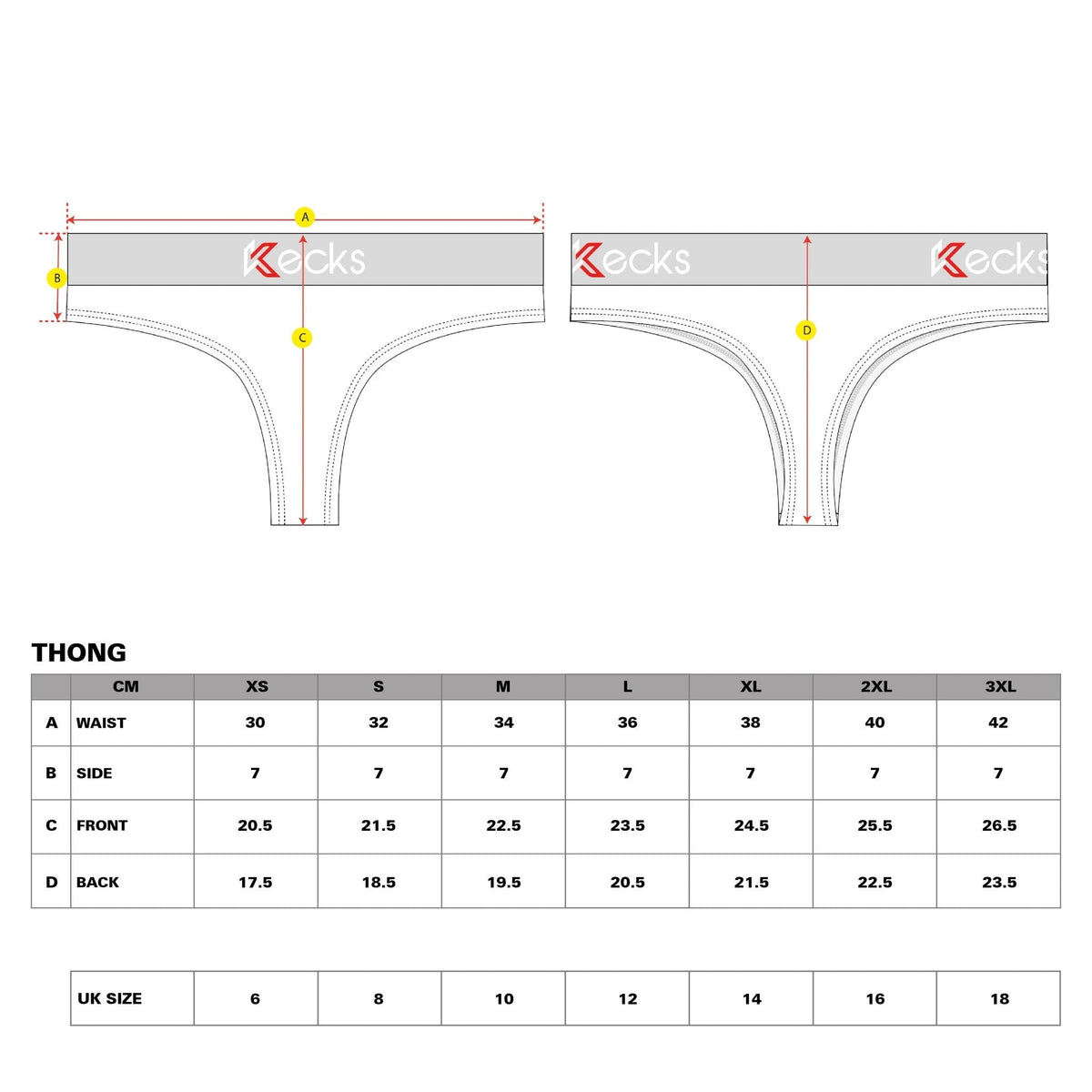 Kecks Thong Size Chart