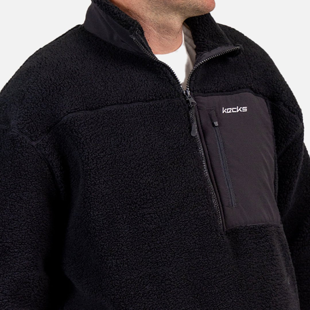 Black Sherpa 1/4 Zip Fleece - Kecks