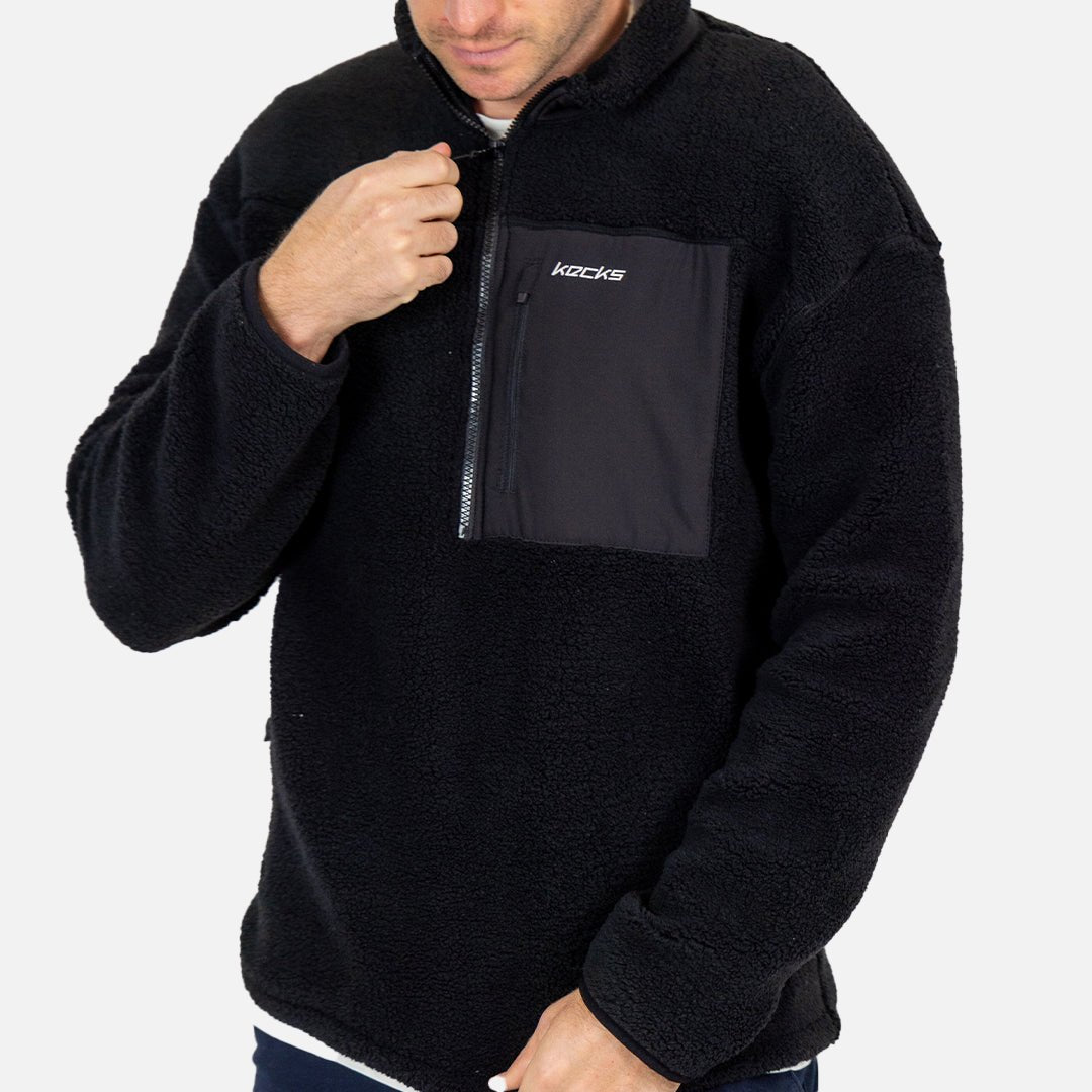 Black Sherpa 1/4 Zip Fleece - Kecks