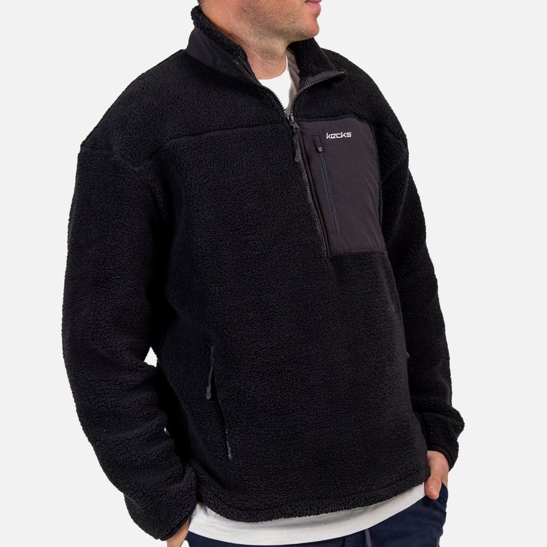 Black Sherpa 1/4 Zip Fleece - Kecks