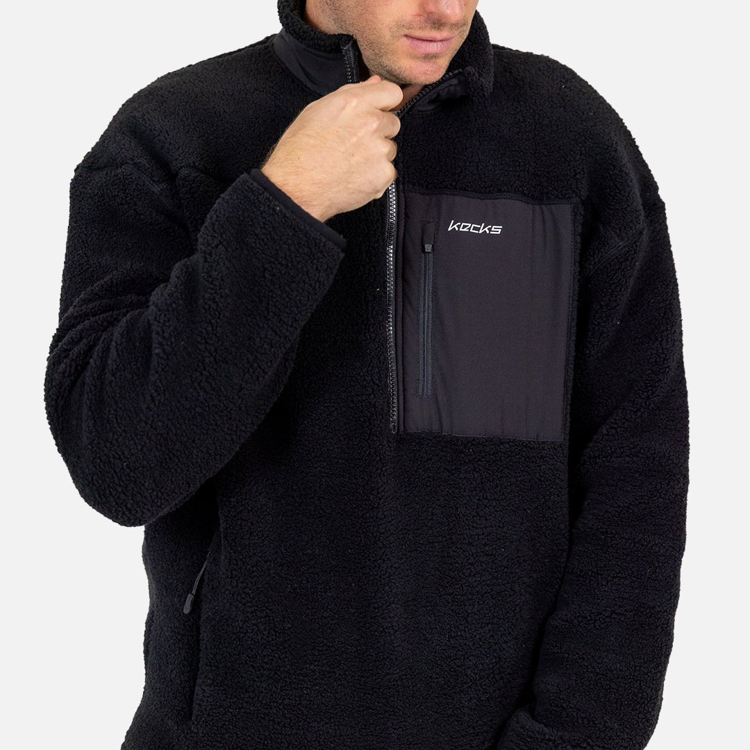 Black Sherpa 1/4 Zip Fleece - Kecks