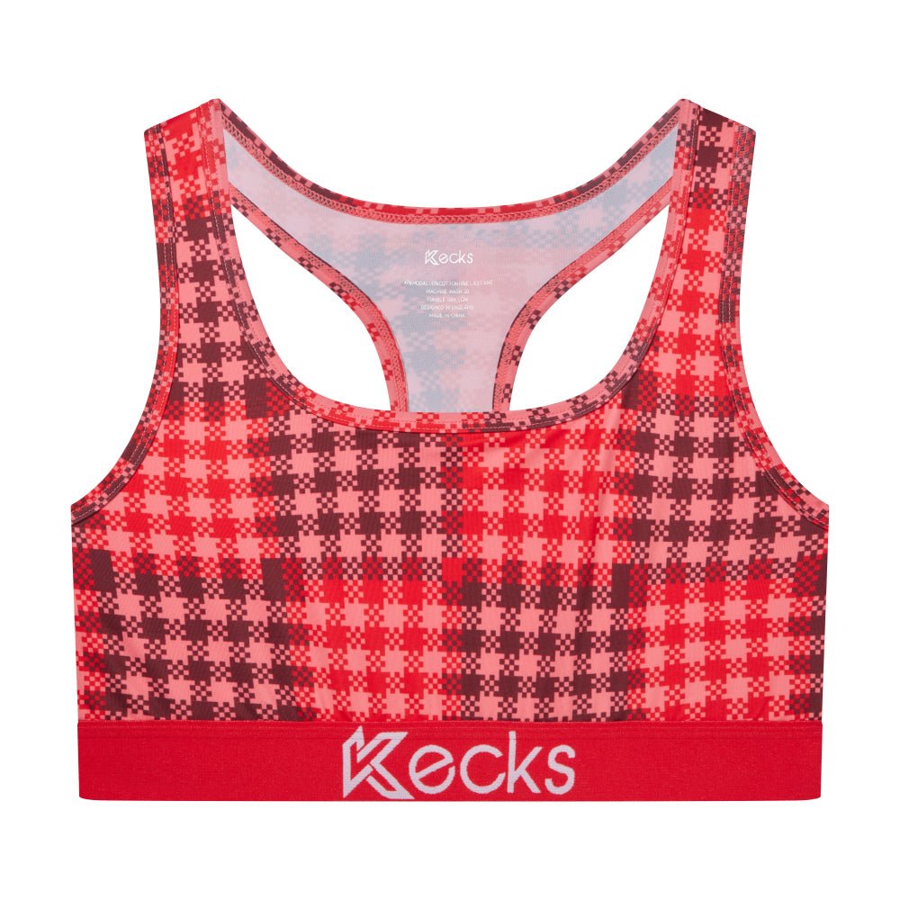 Cherry Plaid Sports Bralette - Kecks