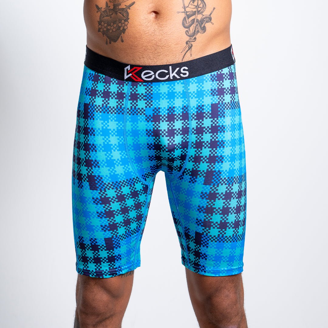 Cyan Plaid Mens Boxer Shorts - Kecks