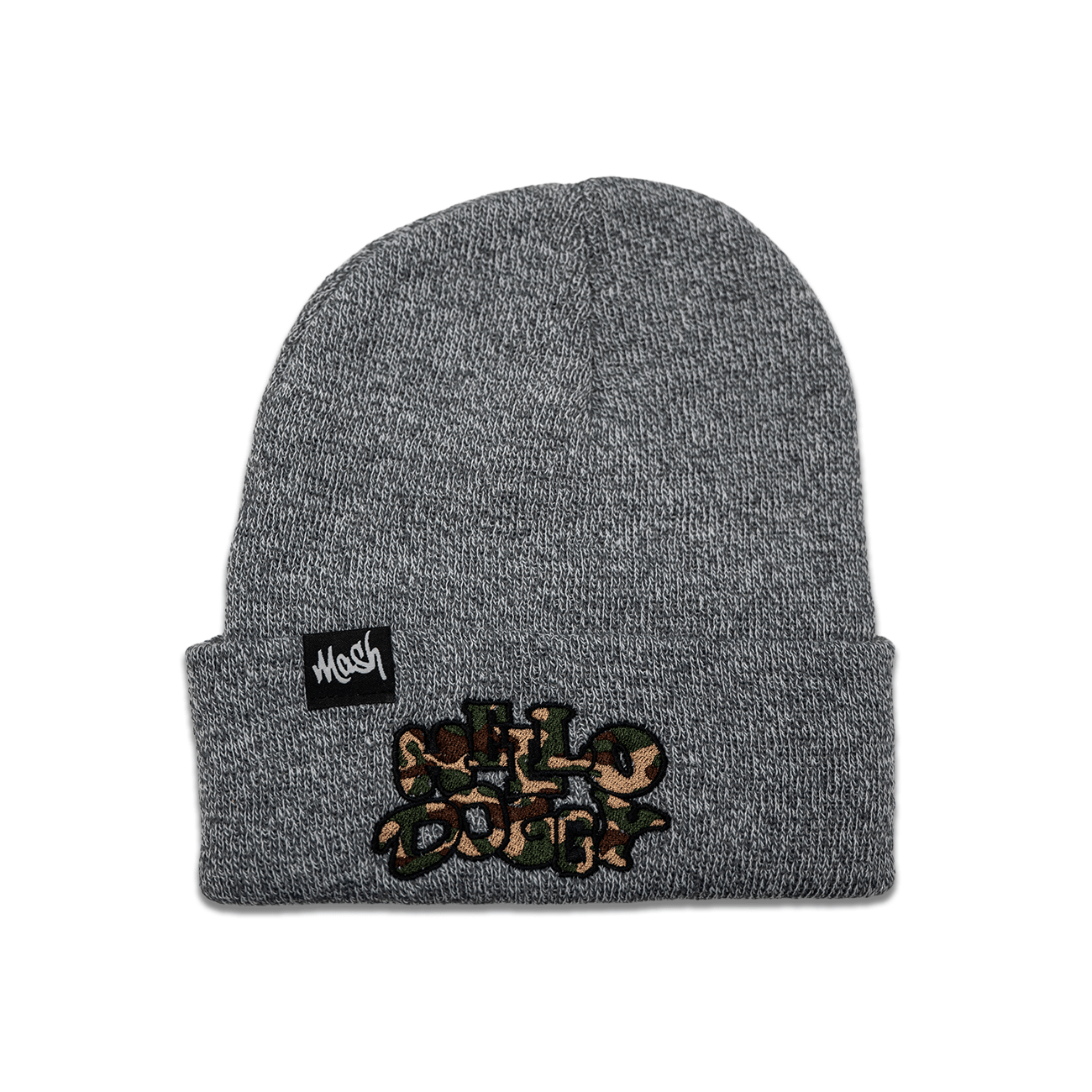 Hello Doggy Camo Grey Beanie Hat - Kecks