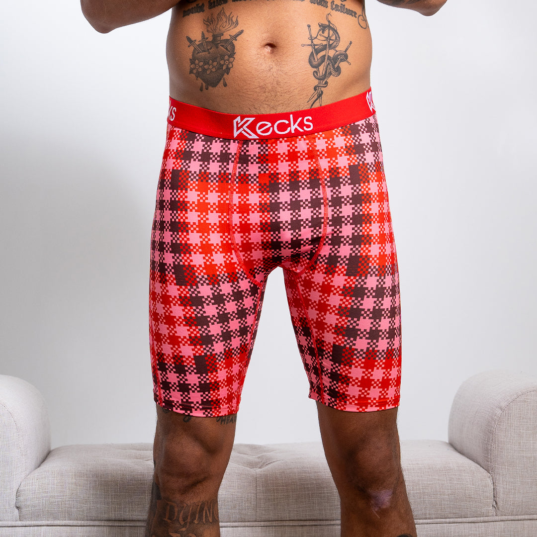 Cherry Plaid Mens Boxer Shorts