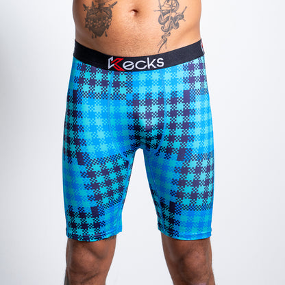 Cyan Plaid Mens Boxer Shorts