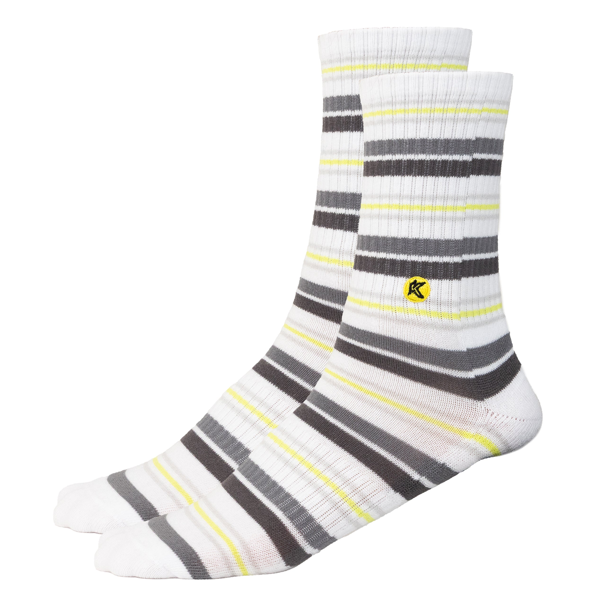 Neon White Stripe Crew Sock