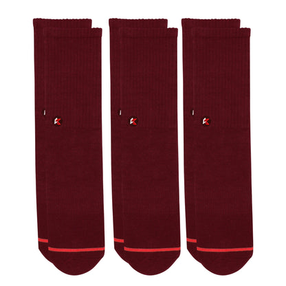 3 Pack Maroon Crew Sock - Kecks