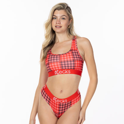 Cherry Plaid Sports Bralette