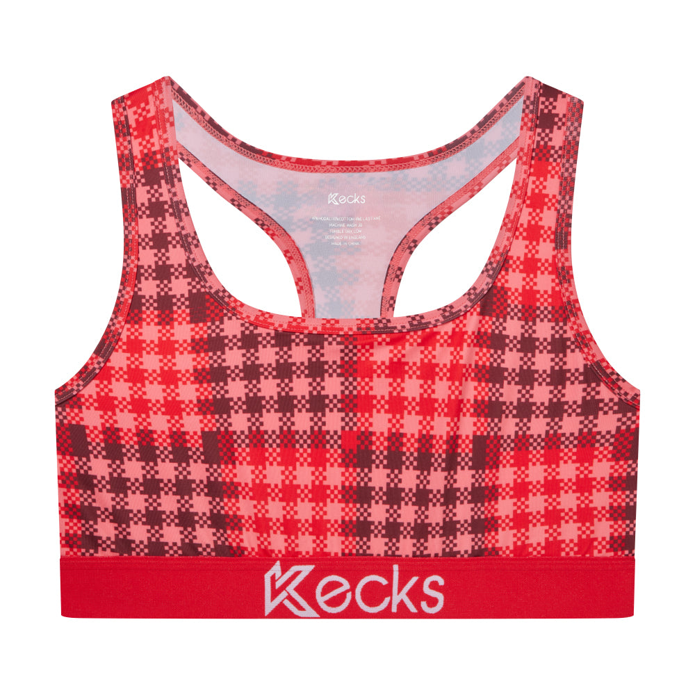 Cherry Plaid Sports Bralette