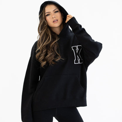 Black Appliquéd Relax Hoodie - Kecks