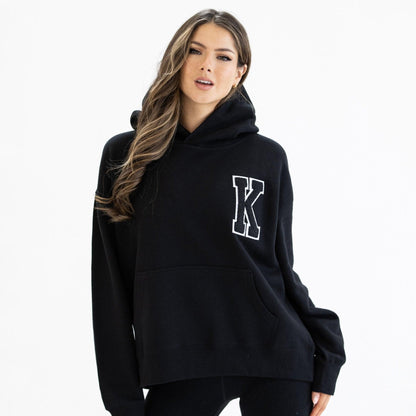 Black Appliquéd Relax Hoodie - Kecks