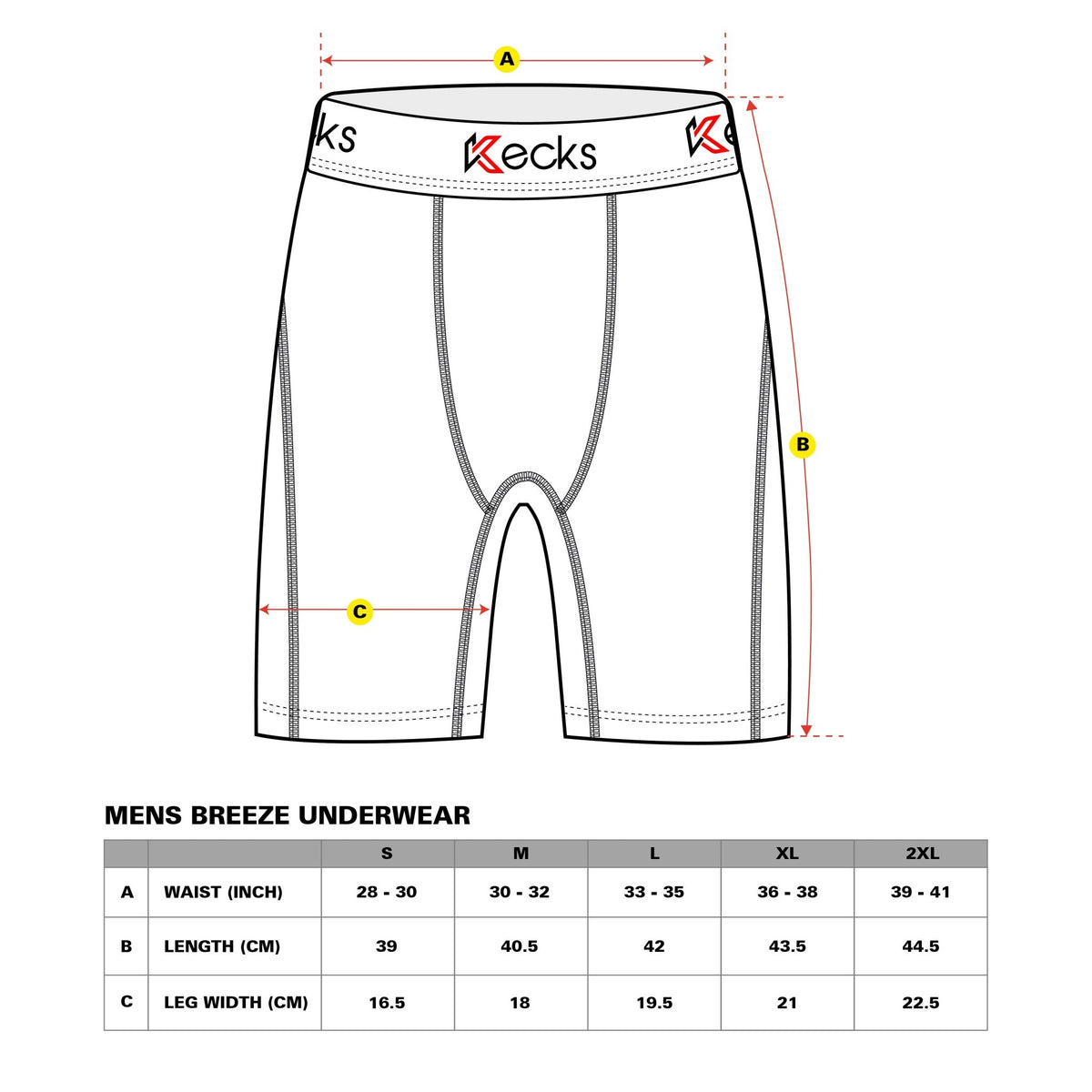Kecks Breeze size chart