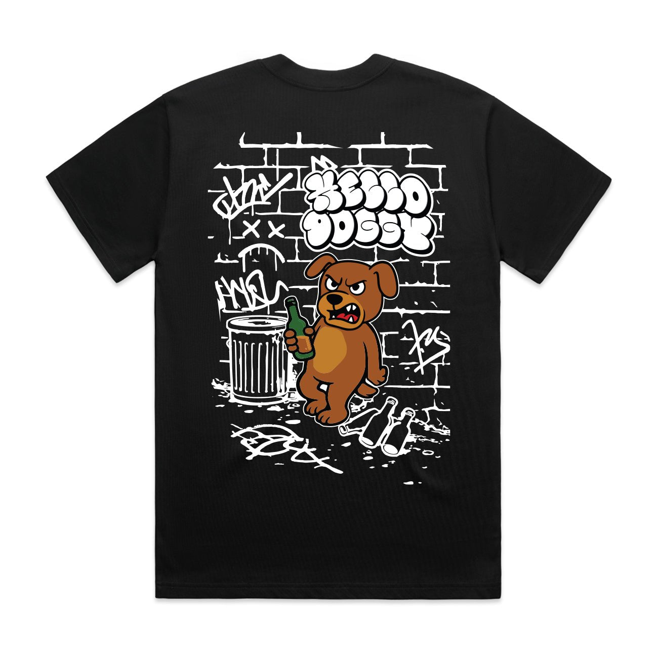 Bubble Hello Doggy T Shirt Black - Kecks