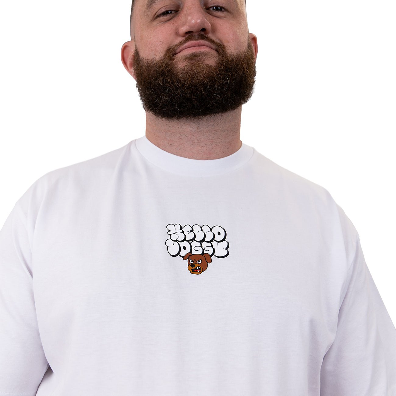 Bubble Hello Doggy T Shirt White - Kecks