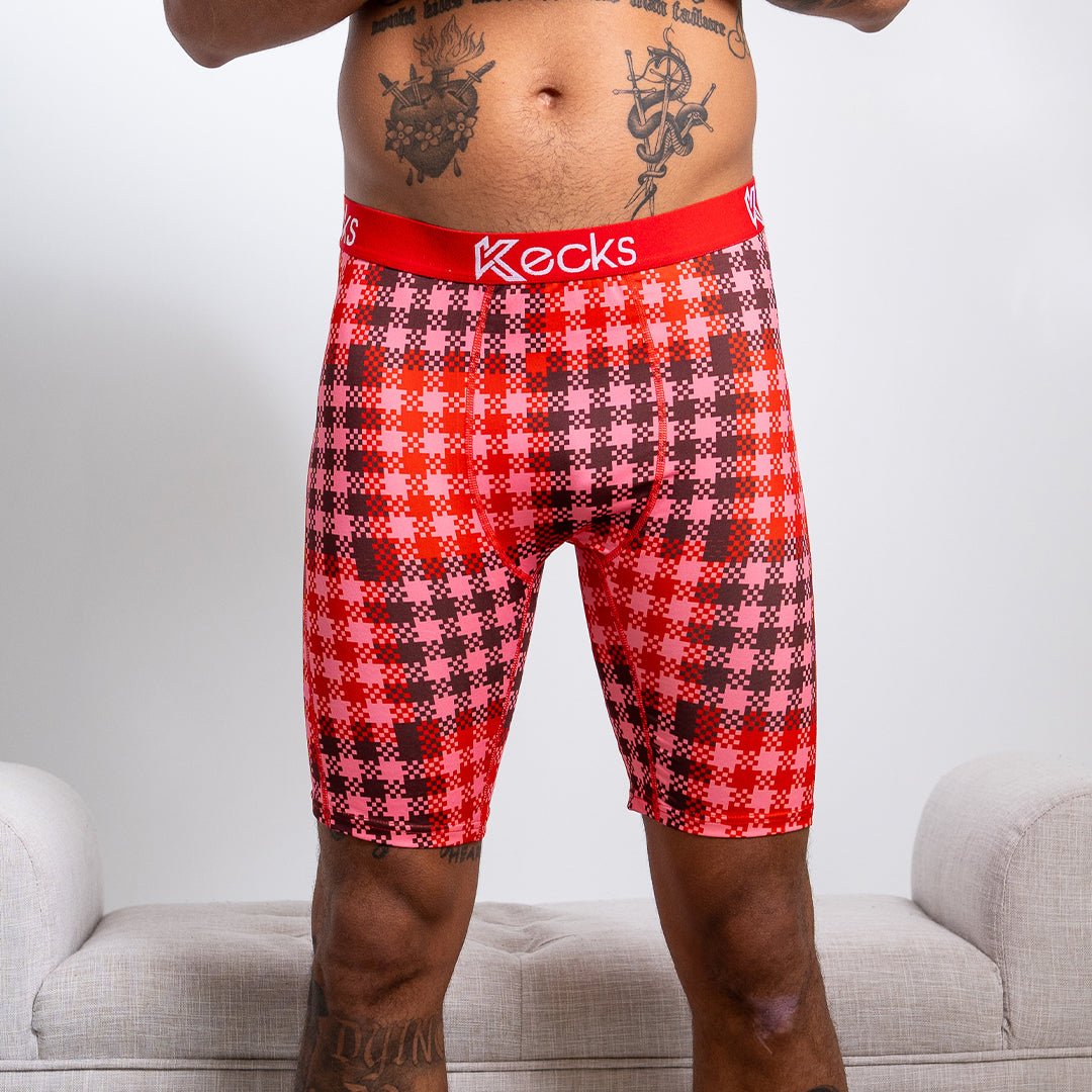Cherry Plaid Mens & Boys Boxer Shorts - Kecks