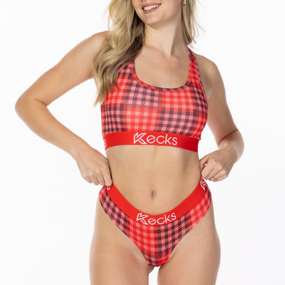 Cherry Plaid Sports Bralette - Kecks