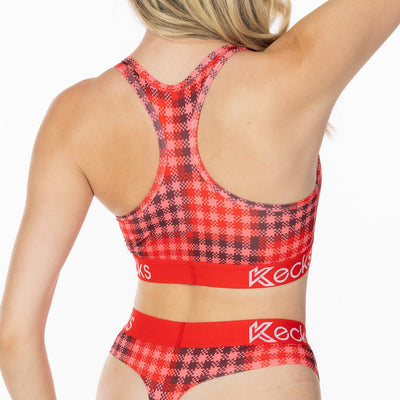 Cherry Plaid Sports Bralette - Kecks