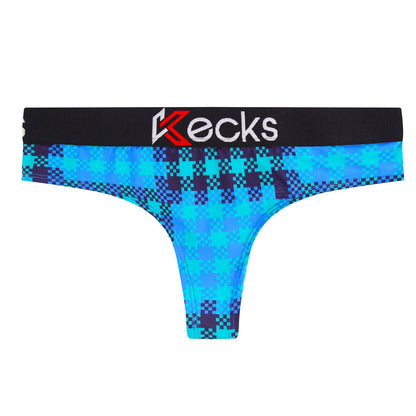 Cyan Plaid Thong - Kecks