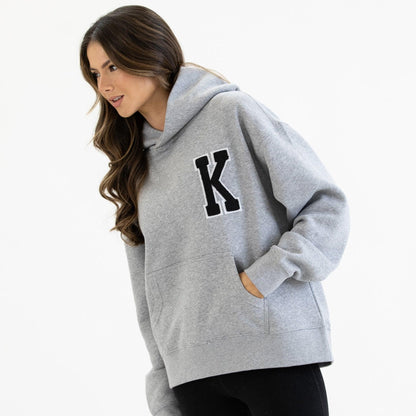 Grey Appliquéd Relax Hoodie - Kecks