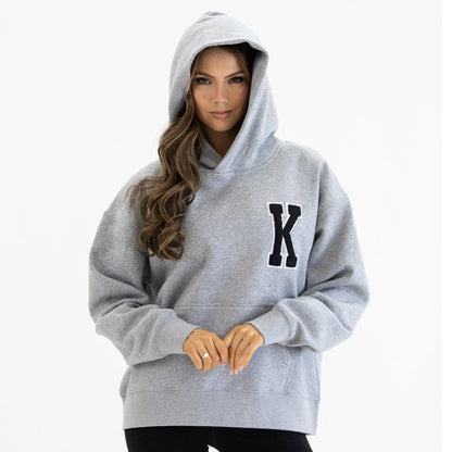 Grey Appliquéd Relax Hoodie - Kecks