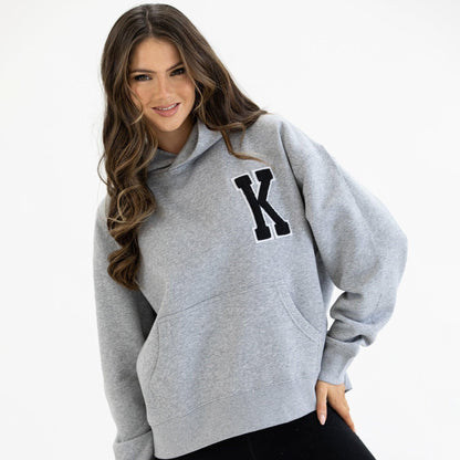 Grey Appliquéd Relax Hoodie - Kecks